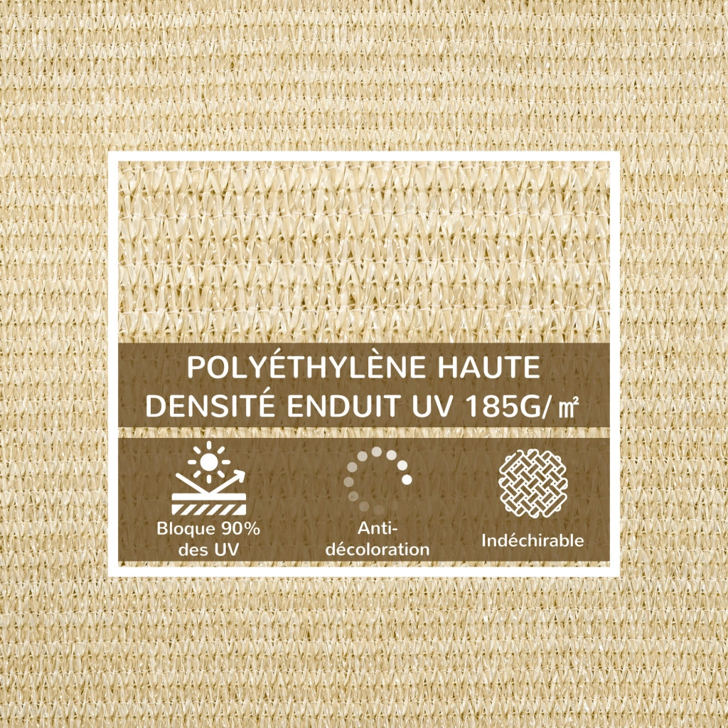 Tenda da sole rettangolare 4x3m ¨C zephmum ¨C beige HDPE UV