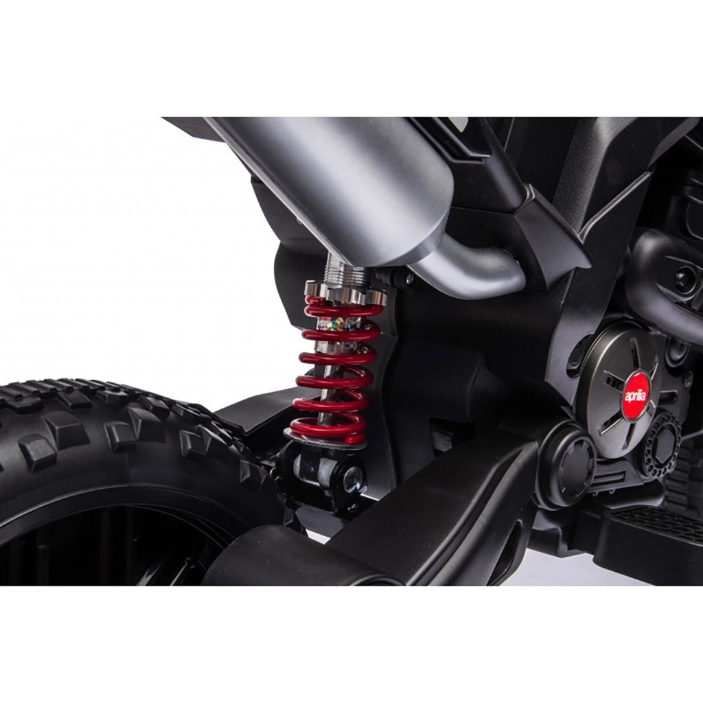 Moto Elettrica per Bambini Aprilia RX-125 Small 12V Cross Sedili In Pelle Luci Led Bluetooth Sospensioni a Molla Giallo