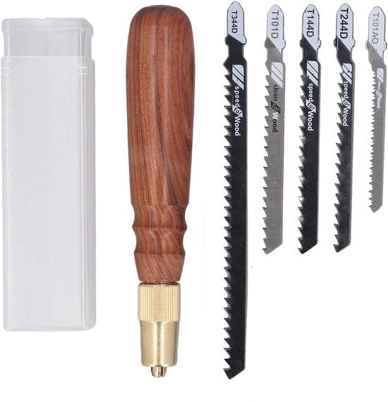 Strumento di taglio per legno con maniglia ergonomico - maniglia in legno - alta resistenza in acciaio inossidabile - morsetto di metallo per viti - per lavorazione del legno - taglio preciso - modello da sega
