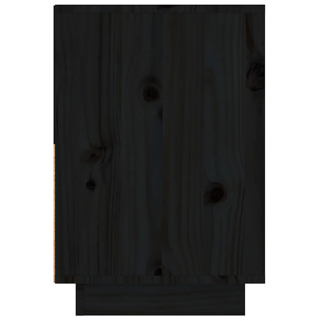 Set di 2 Comodini | Armadio da Notte | Mobiletto da notte Neri 60x34x51 cm in Legno Massello di Pino