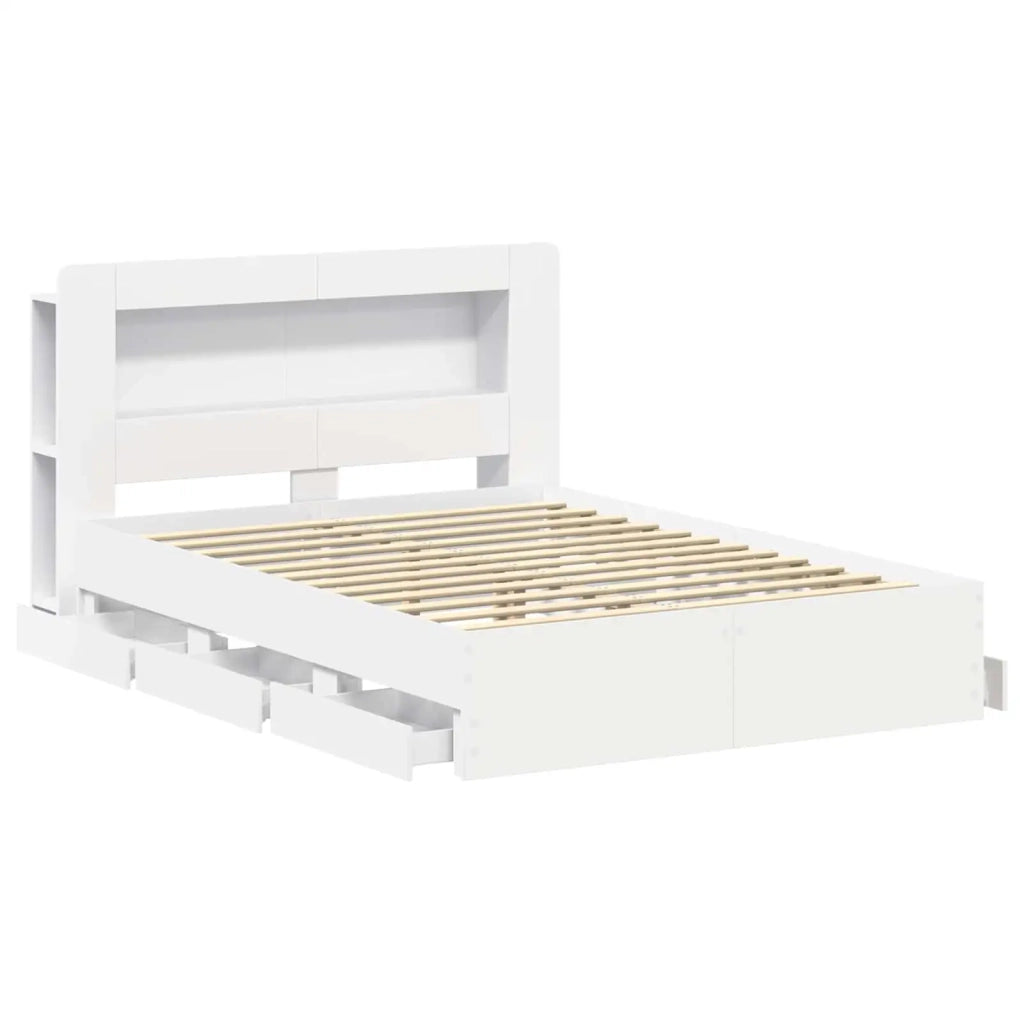 Struttura del letto con stoccaggio e testata Bianco 3434057