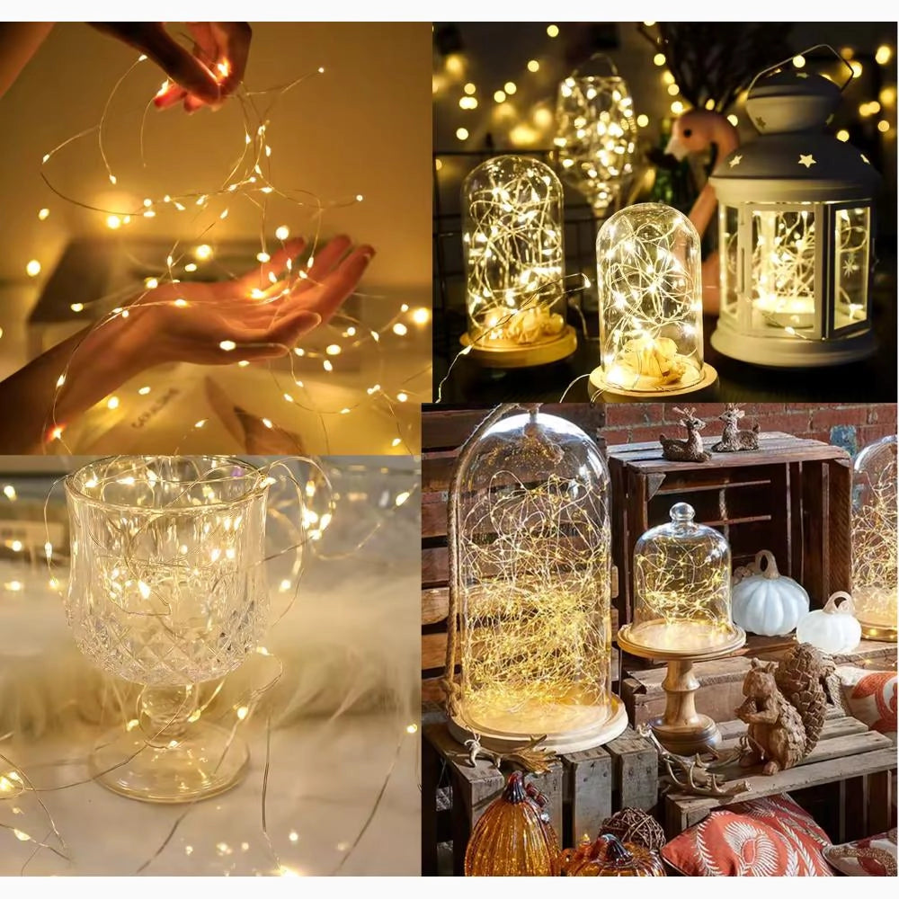 Serie Luci 300 Nano Led Luce Calda da 15 metri a Batteria per Natale Eventi Matrimoni D3139