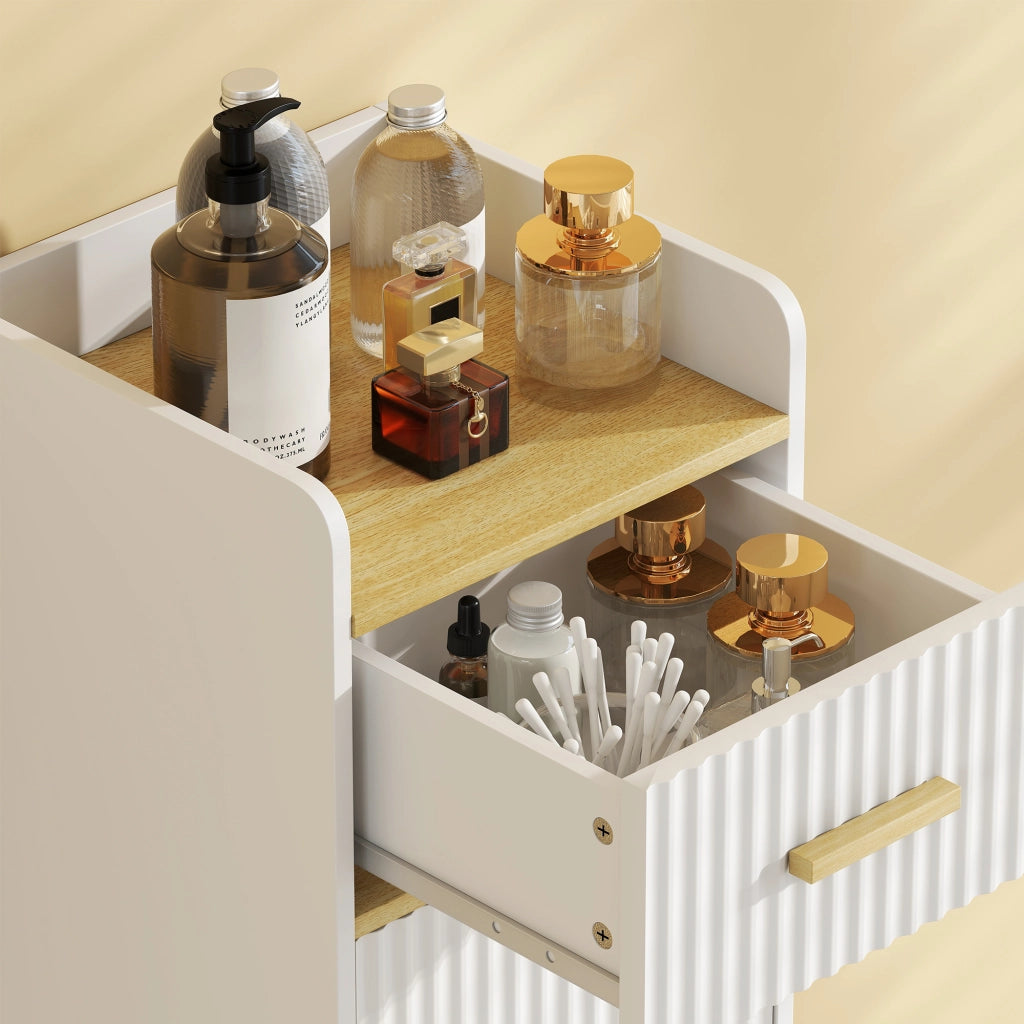Mobile da Bagno 32,5x29,5x91 cm Stretto con Mensola Regolabile in Legno Bianco