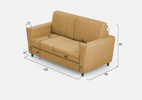 Divano 2 Posti 152x85x85 cm Yasel in Tessuto Ocra