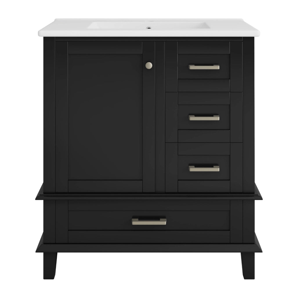 Mobile bagno nero 76x45,5x83,5 cm con lavabo in ceramica