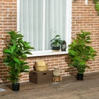 Set di 2 Piante Artificiali, Fico Artificiali a Foglie, Albero Artificiale con Vaso Incluso, Altezza 110 cm, Verde