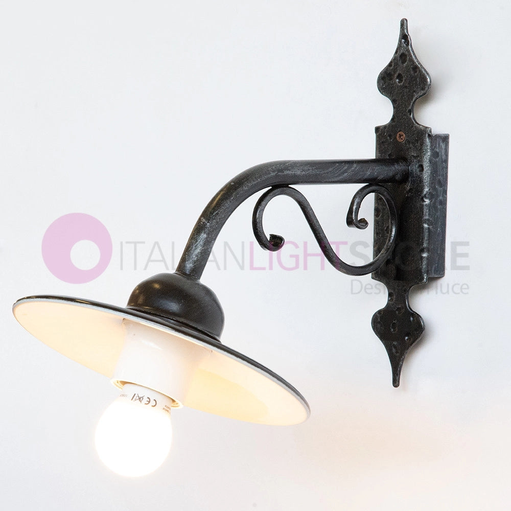 PIATTO Applique Rustico per Esterno Braccio Piccolo in Ferro Battuto