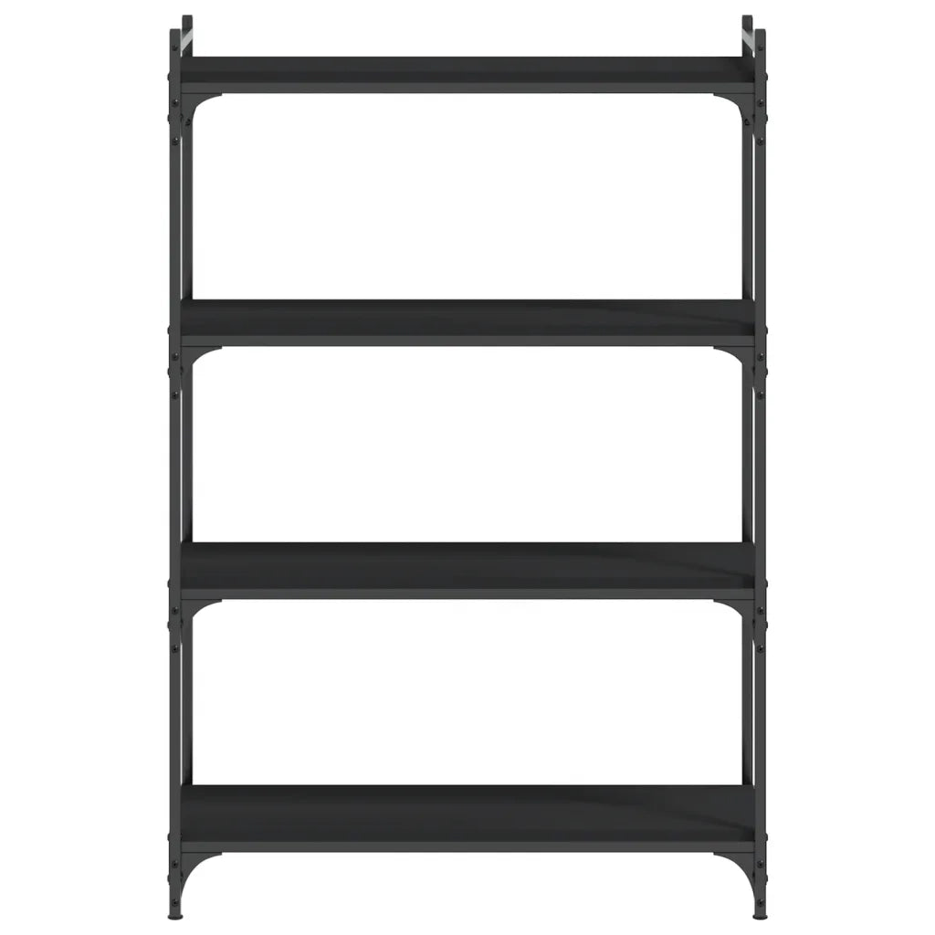 Libreria a 4 Ripiani Nera 80x30x120 cm in Legno Multistrato 837672