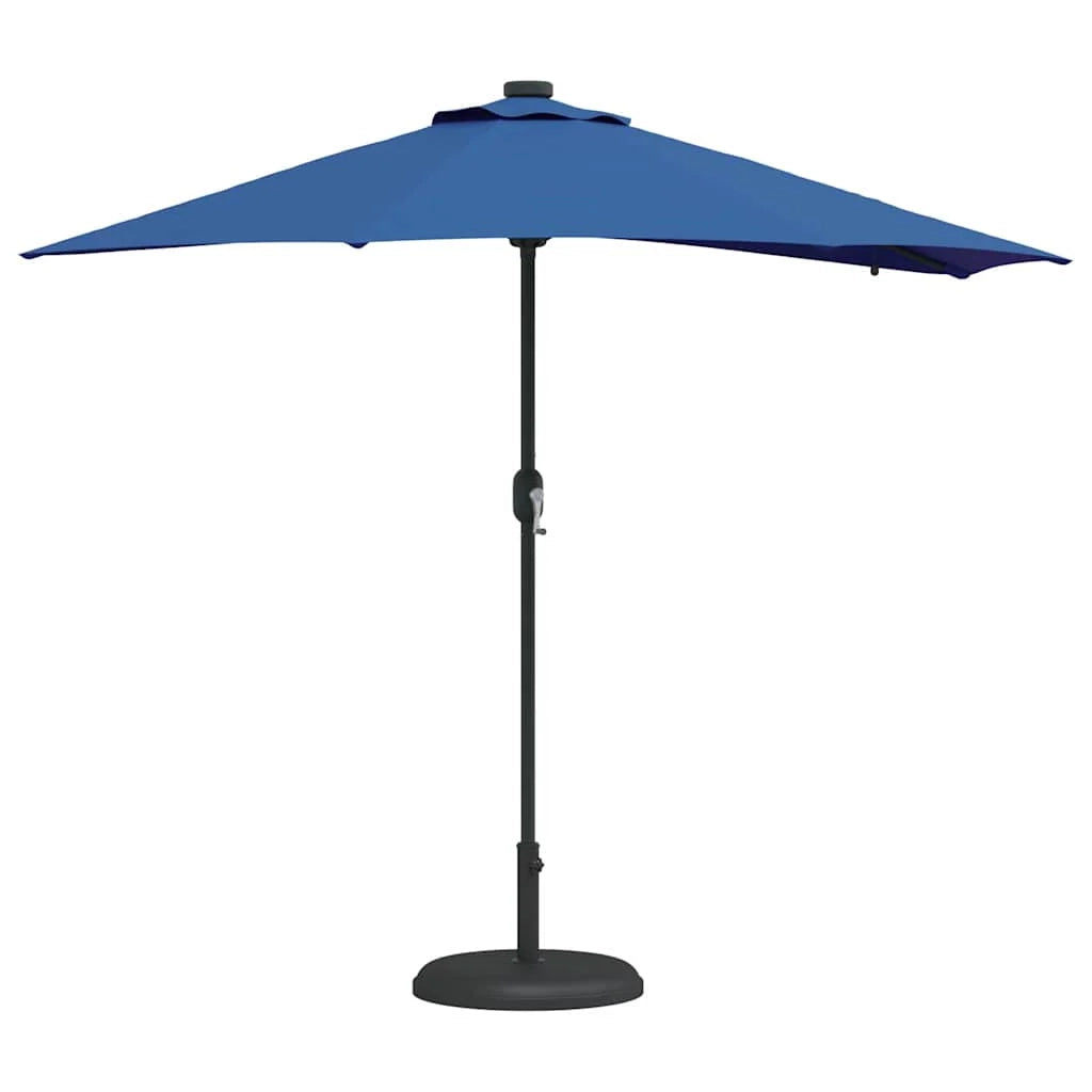 Ombrellone da giardino pieghevole moderno 294 x 150 x 223 cm con luci a LED stile sala da pranzo poliestere azzurro 02_0058665