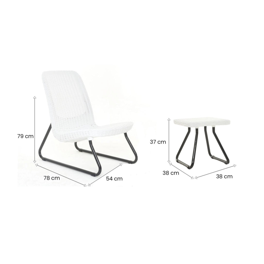 Set salotto da esterno Canmore, Salottino outdoor, Set da balcone o giardino, Composizione soggiorno per esterni, 78x54 h79 cm, Bianco