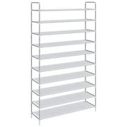 Scarpiera 10 Ripiani Metallo e Tessuto Non Tessuto Argento cod mxl 48940