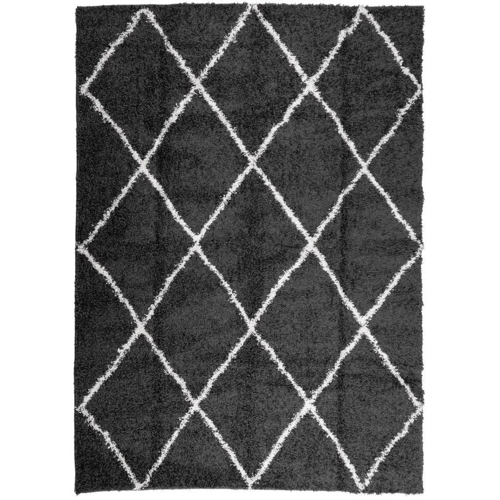 Tappeto Shaggy PAMPLONA a Pelo Lungo Nero e Crema 240x340 cm 375417
