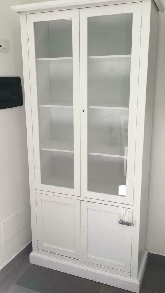 Vetrina classica in legno bianco 90x41x186h (1387) - Mobili 2G