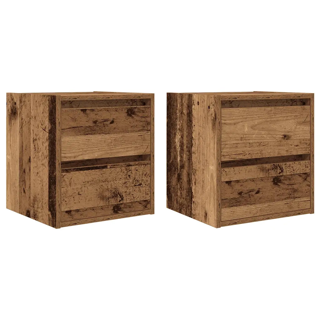 Comodini a Muro 2 pz Legno Antico 38x34x40 cm