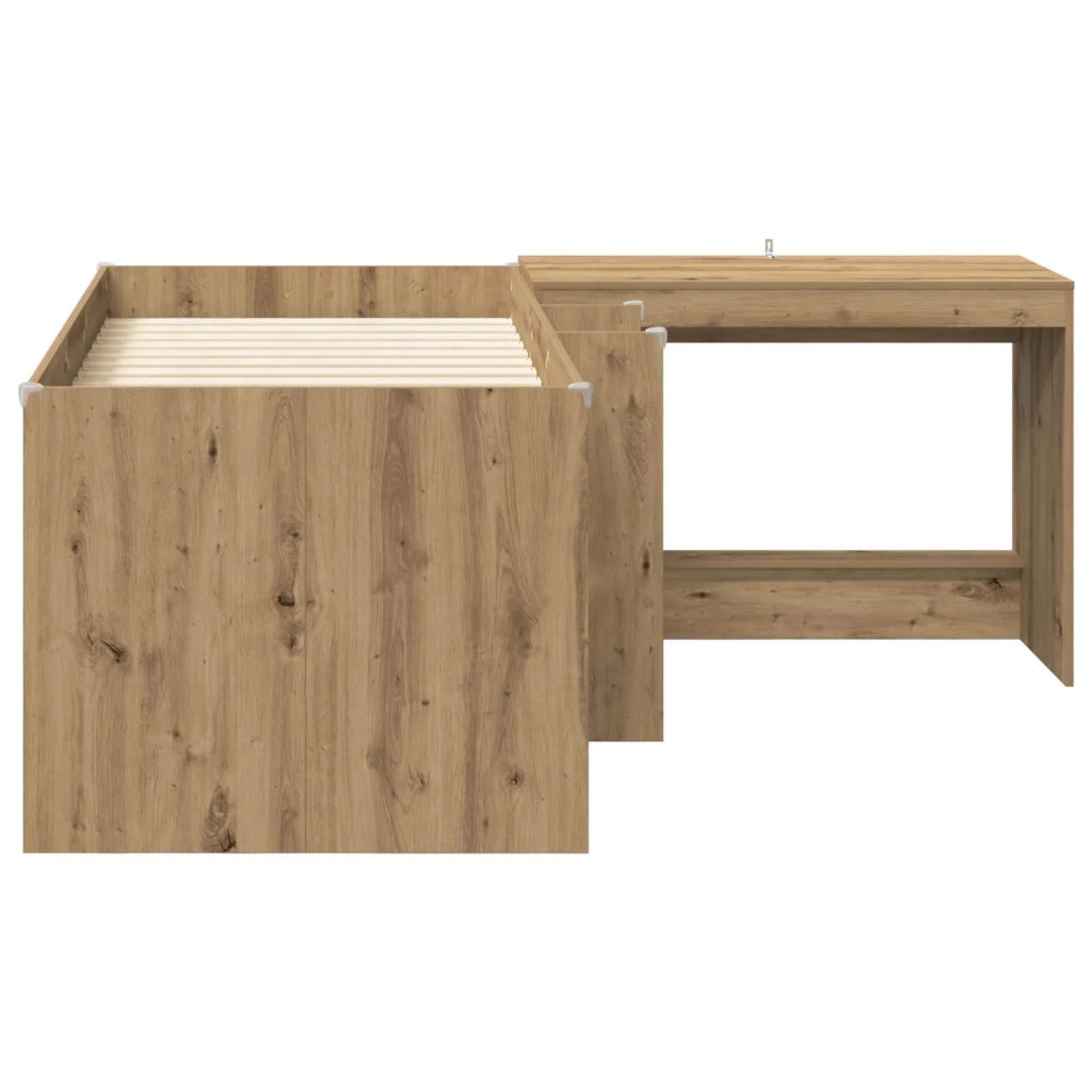 Letto alto per bambini con scrivania 2 pz Rovere Artigianale 3423469