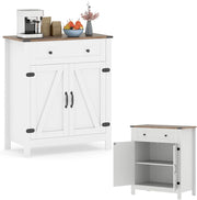 Credenza da Cucina con Ripiano Regolabile a 3 Livelli, Mobile Buffet con 2 Ante, 1 Cassetto, Armadio Dispensa per Sala da Pranzo, Soggiorno, 80 x 40 x 92 cm, Bianco (In 2 Pachhi)