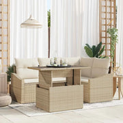 Set Divano da Giardino 5 pcs Beige e Crema polyrattan