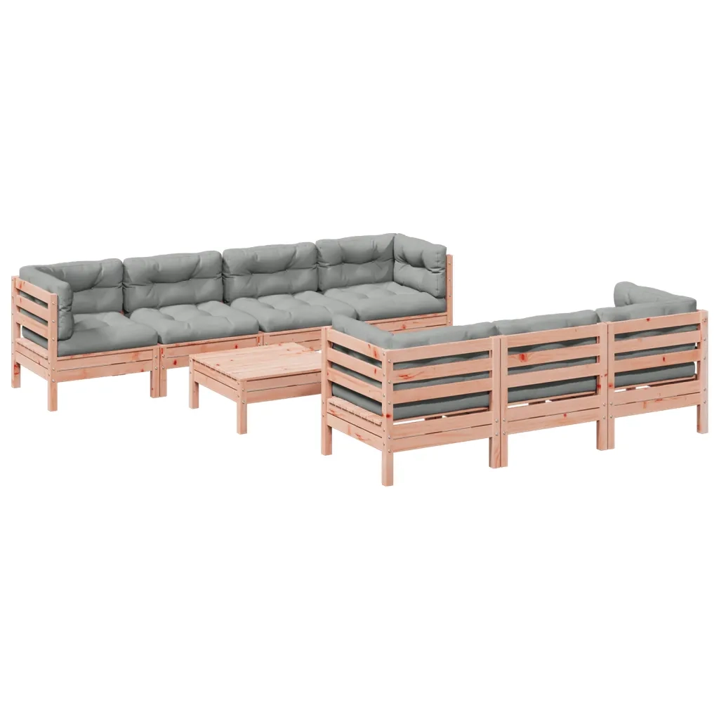 Set Divani da Giardino 8 pz con Cuscini Massello Abete Douglas