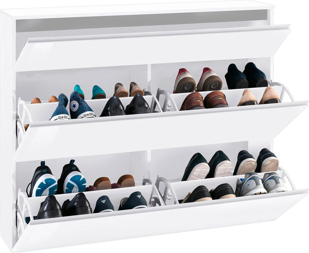 Scarpiera 2 Ante e 1 Antina a Ribalta 120x26,5x108 cm Magic Bianco Lucido