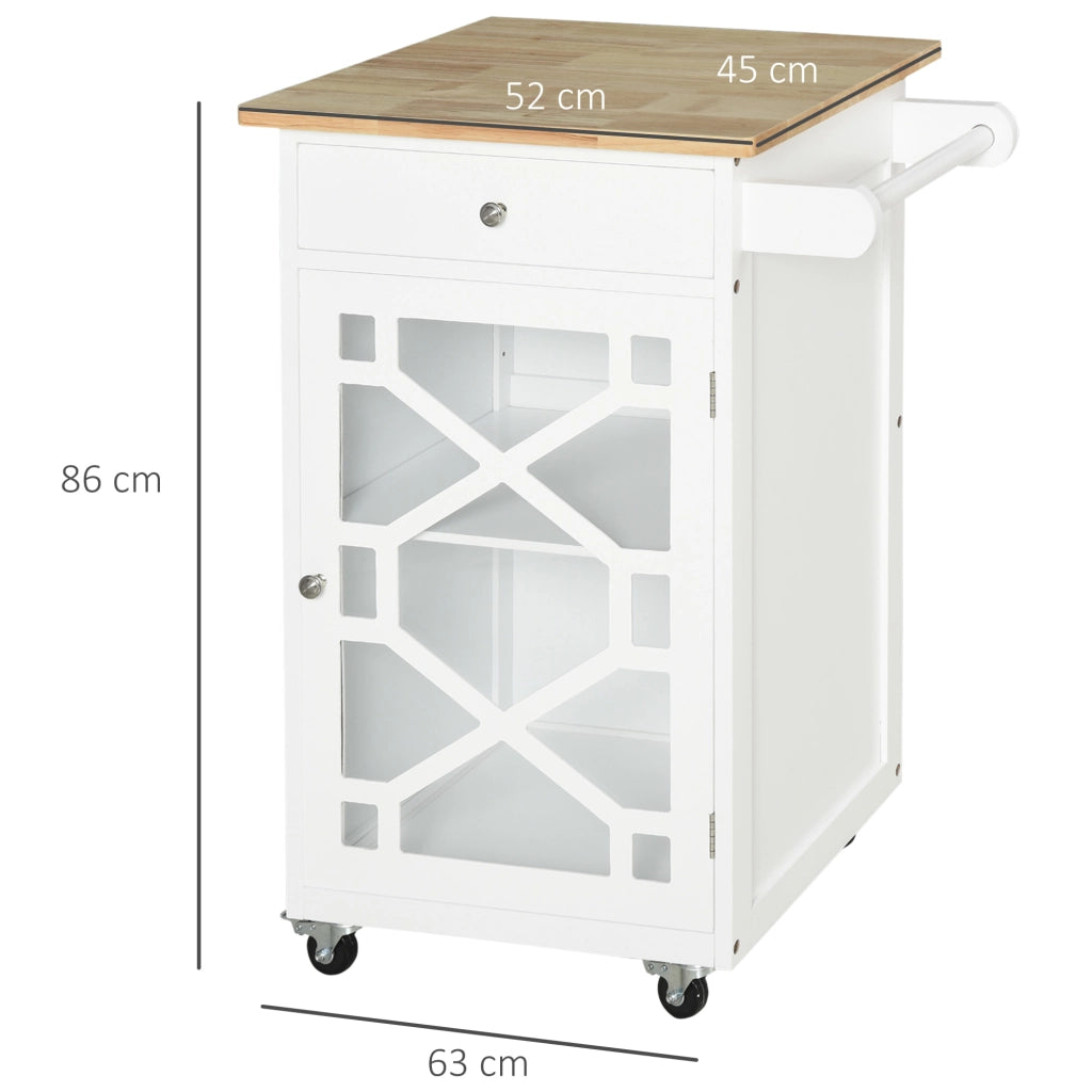 Carrello da cucina con cassetto e ripiano ¨C zephmum ¨C bianco