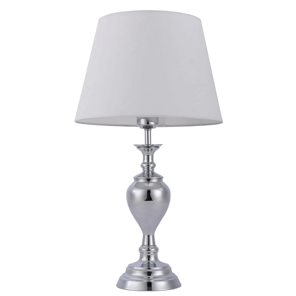 Lampada da tavolo Italux Etien cromo E27, paralume bianco