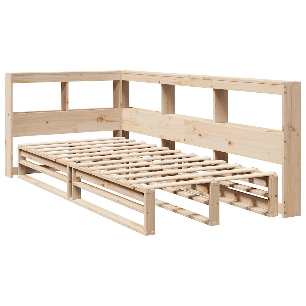 Letto Libreria senza Materasso-Struttura Letto con contenitore 90x190 cm Legno Massello Pino 472132