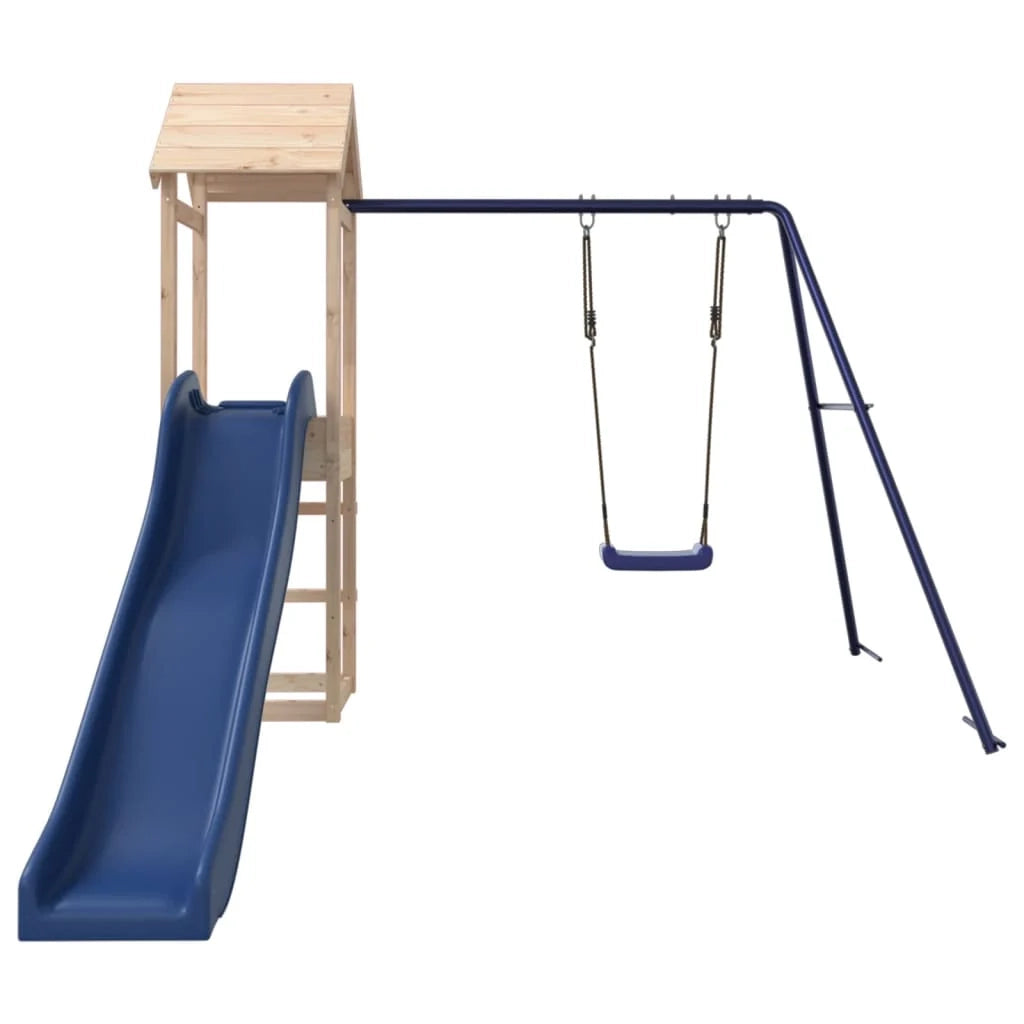 Area giochi all'aperto con altalene scivolo e robuste strutture per arrampicarsi  attrezzatura da gioco da giardino 238 x 315 x 194 cm legno di pino massiccio 02_0004714