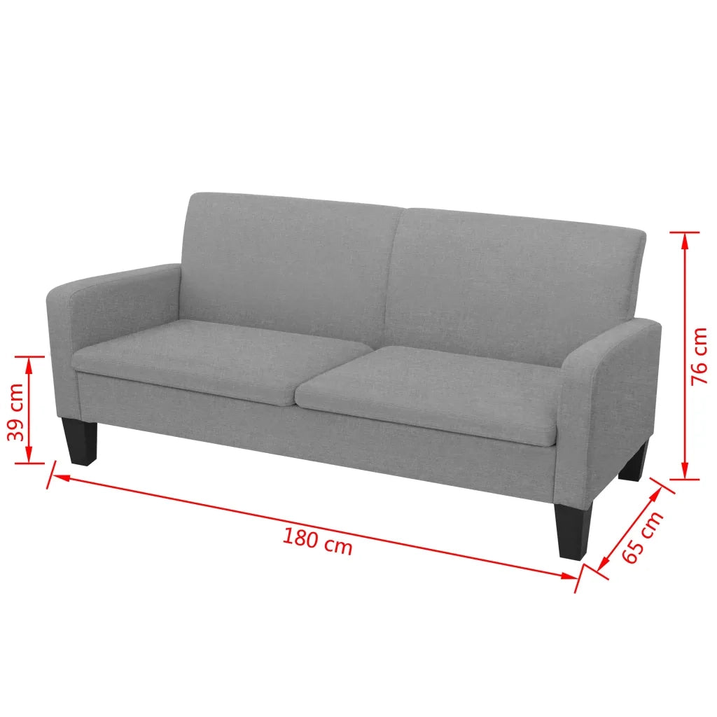 Divano a 3 Posti 180x65x76 cm Grigio Chiaro 244711
