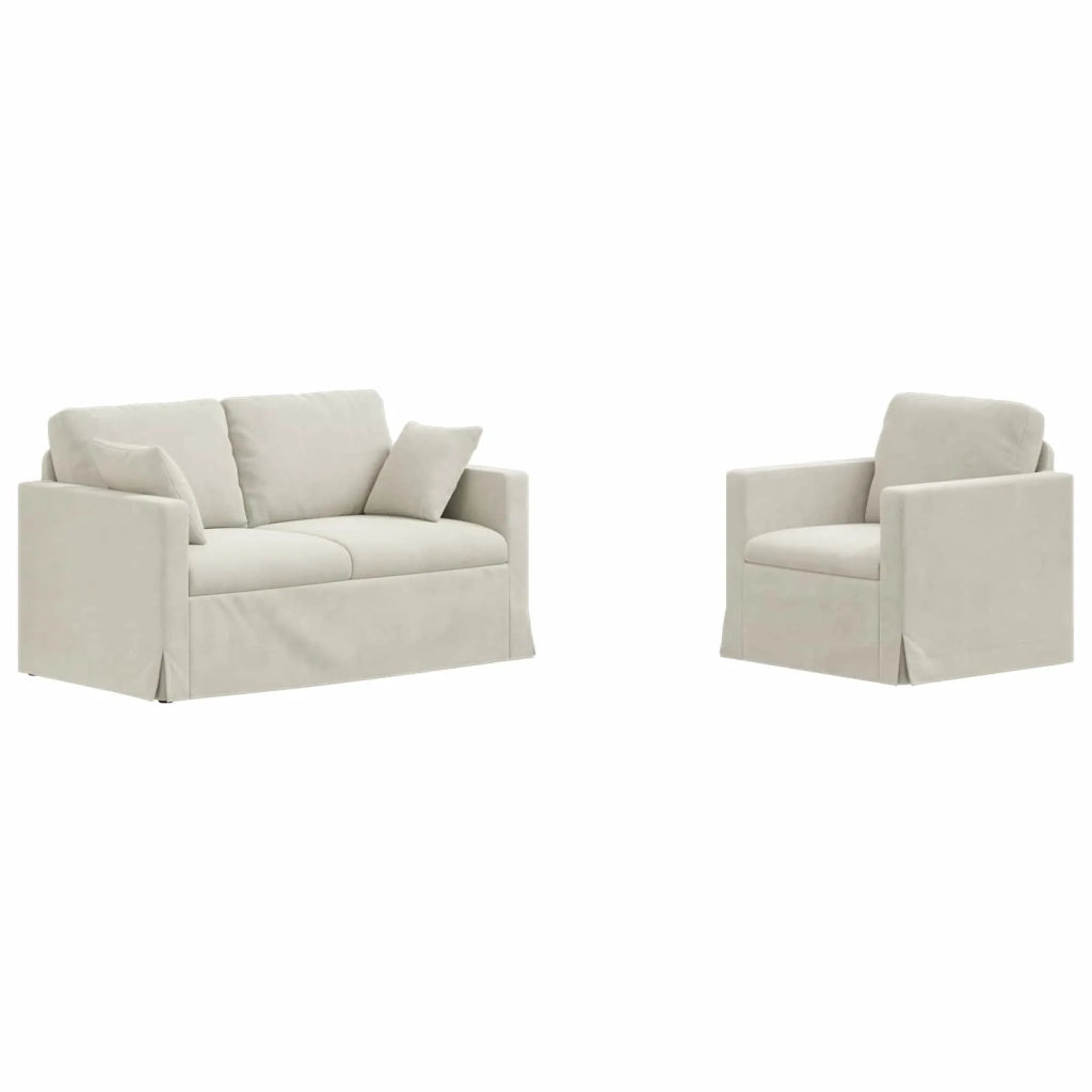 Set di divani 2 pcs Crema 138 x 78 x 80 cm Velluto
