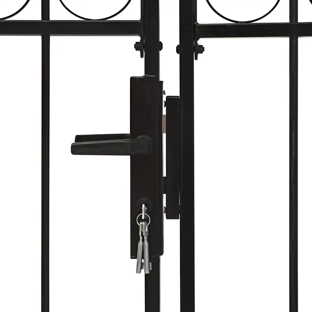 Cancello a Doppia Anta ad Arco in Acciaio 300x175 cm Nerocod mxl 106373