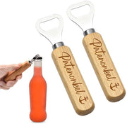 Apri bottiglie Capsula Lifter in legno - Regalo per padrino - Laser personalizzabile a doppia faccia - Acciaio inossidabile - 13,5x4 cm - Inclusa cartolina da personalizzare