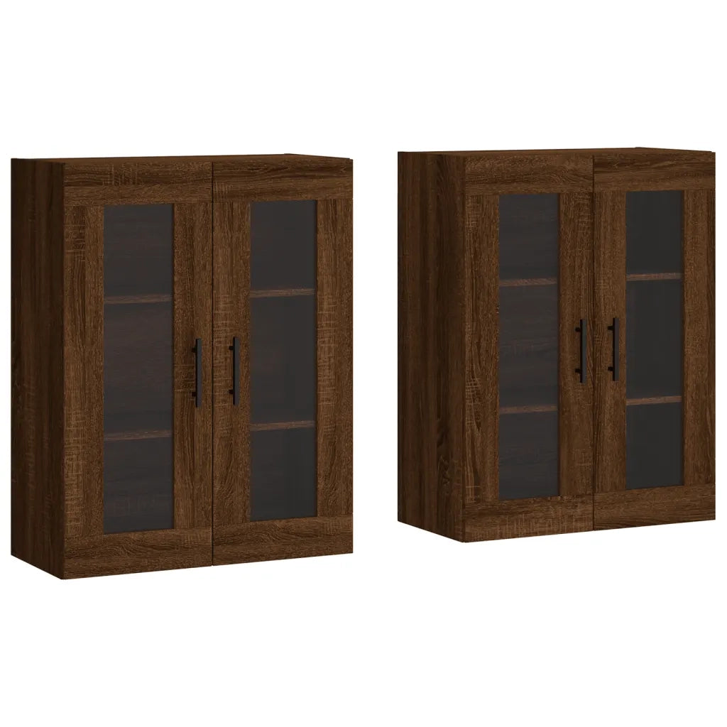 Armadietti a Parete 2 pz Rovere Marrone in Legno Multistrato 3197968