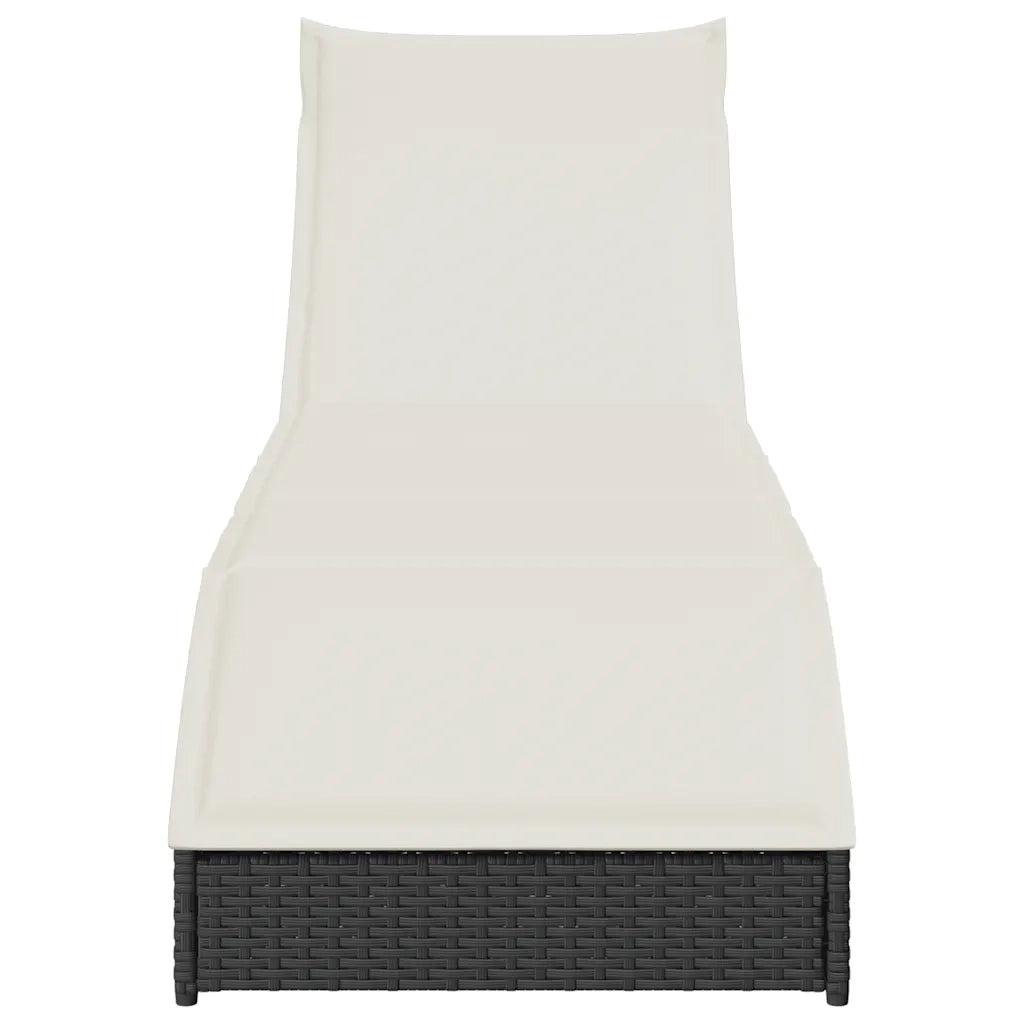 Lettino Prendisole | Sdraio da giardino | Lettino da sole Pieghevole con Cuscino e Portaoggetti Nero