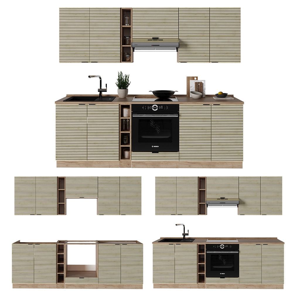Vicco Cucina componibile Pannello in rovere/rovere goldkraft 235 cm senza piano di lavoro