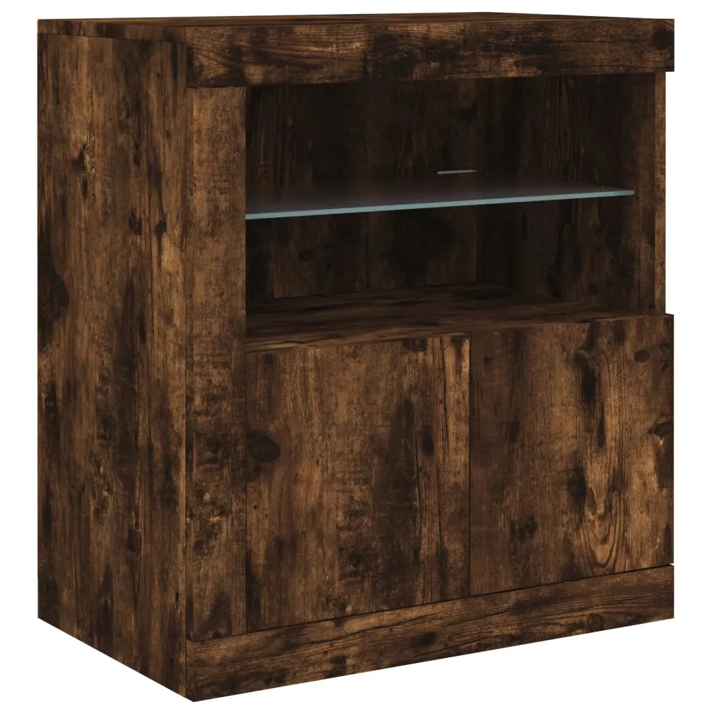 Credenza con Luci LED Rovere Fumo 283x37x67 cm 3209020