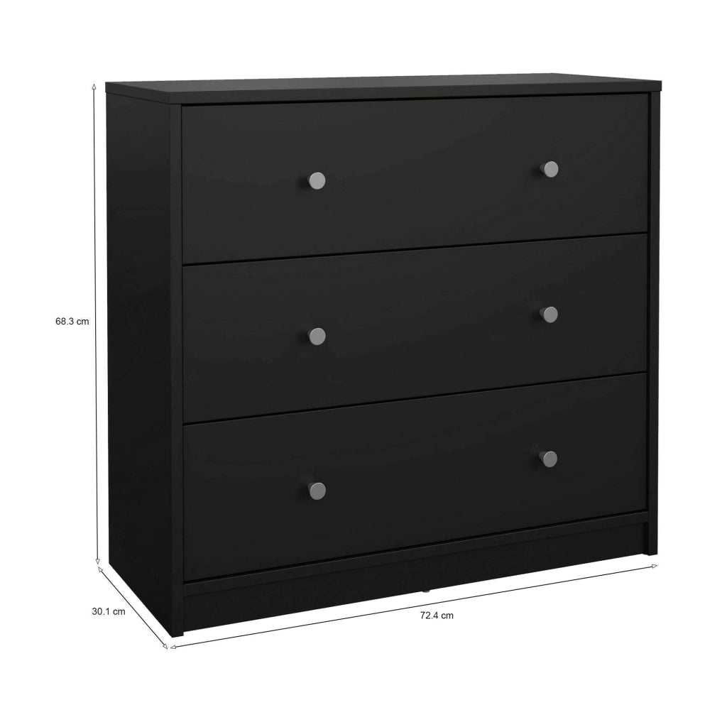 Cassettiera Alert, Settimino multiuso, Comò camera da letto, Mobile con cassetti, 72x30 h68 cm, Nero