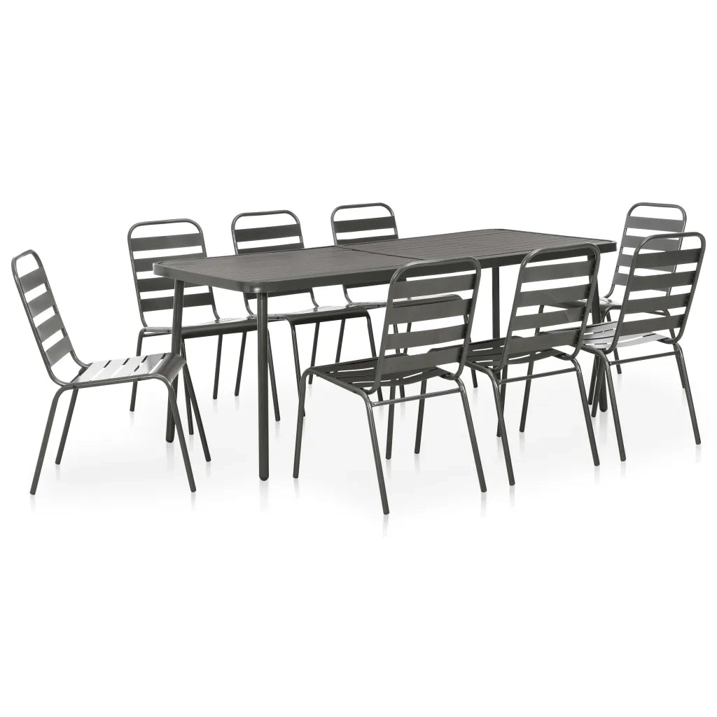 Set da Pranzo da Giardino 9 pz in Acciaio Grigio Scuro cod mxl 73533