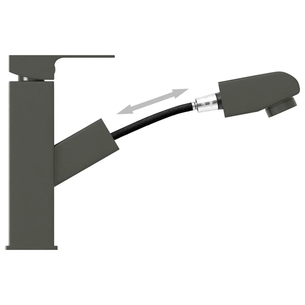 Rubinetto Lavabo da Bagno Funzione Estraibile Grigio 157x172 mm 149078