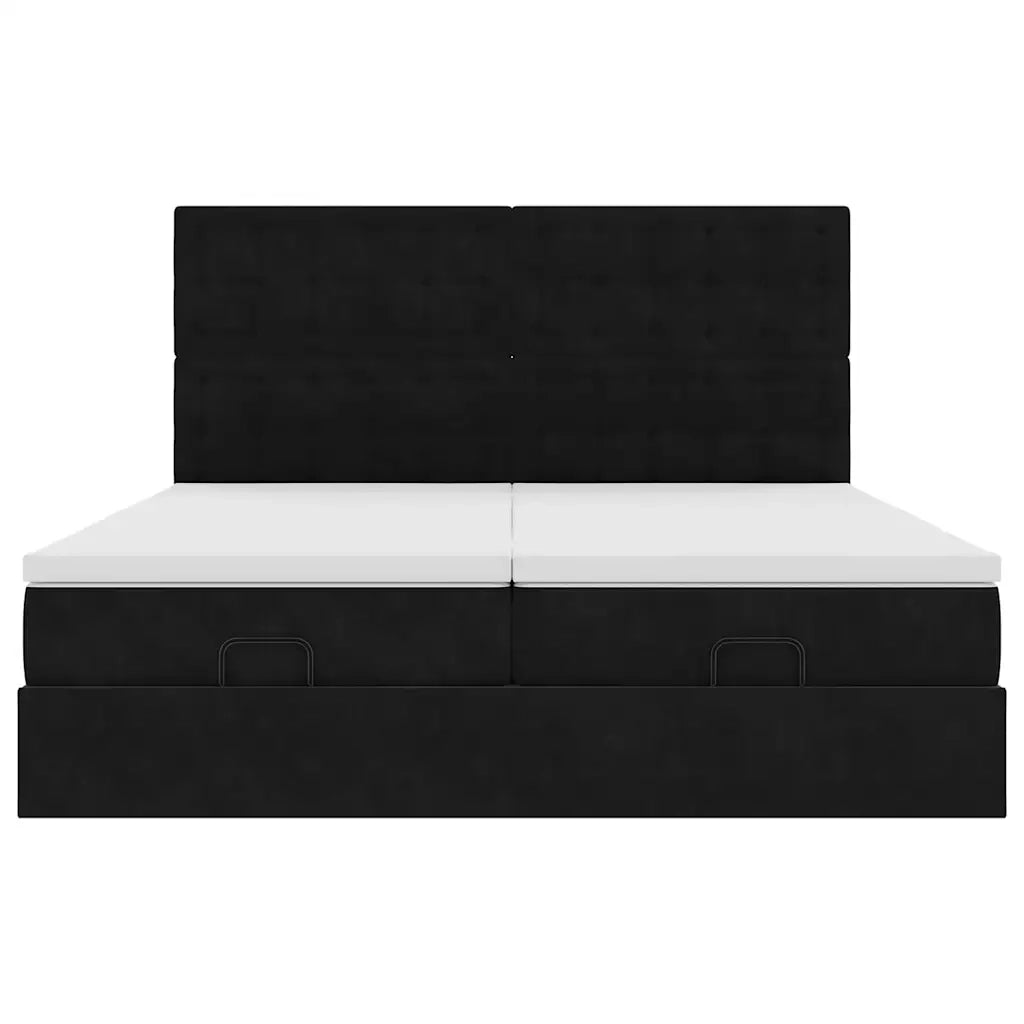 Struttura Letto Pouf con Materassi Nero 180x200 cm in Velluto 3314659