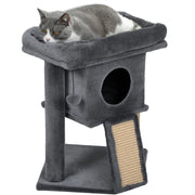 Albero tiragraffi con piattaforma, palla e casetta per gatti ¨C zephmum ¨C Beige 40x40x57 cm