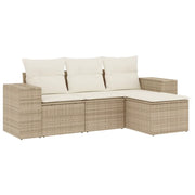 Set Divano da Giardino 4 pz con Cuscini-Sofa da giardino Beige in Polyrattan 916254