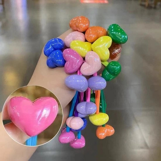 Set di elastici per capelli a forma di cuore 14 pezzi - Elastici per capelli a forma di cuore con decorazioni di cavalli - Doppie fascette per capelli - Elastici per capelli senza danni - Flessibili e comodi