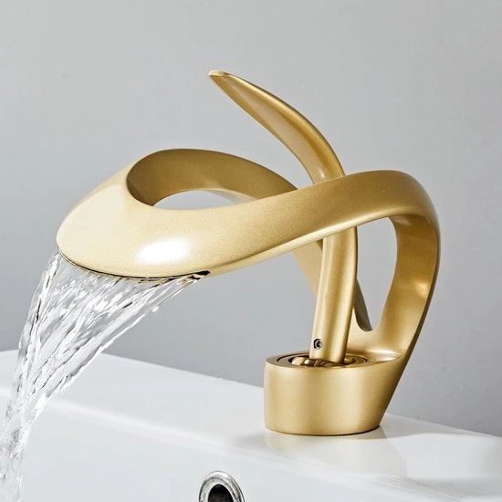 Valvola doccia camera da bagno 1 foro maniglia singola moderna valvola doccia mista caldo freddo design elegante (oro)