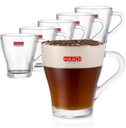 Set di 6 tazze in vetro con manico 260 ml - Ideale per bevande calde come espresso, cappuccino e cioccolata calda