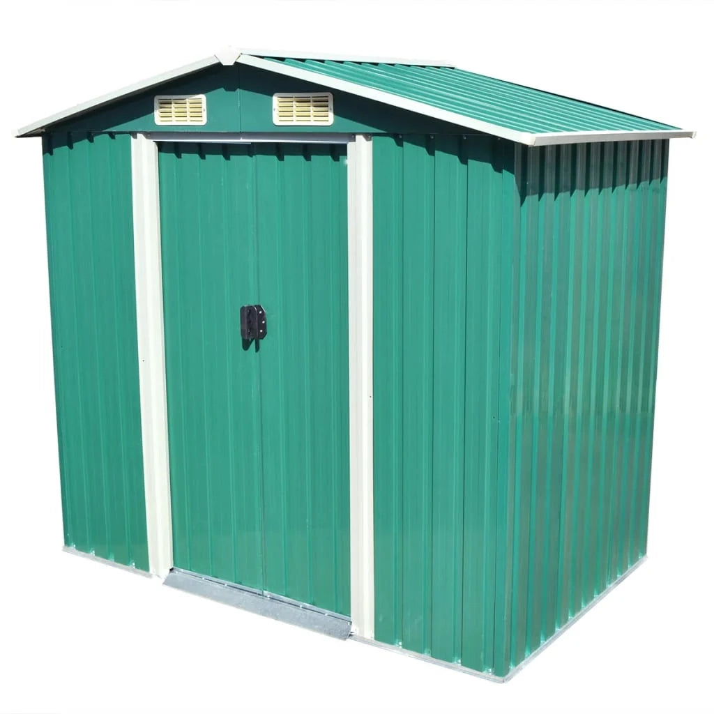 Casetta da giardino cabina ripostiglio capanno da esterno capanno per attrezzi metallo robusto 204 x 132 x 186 cm verde 02_0022390