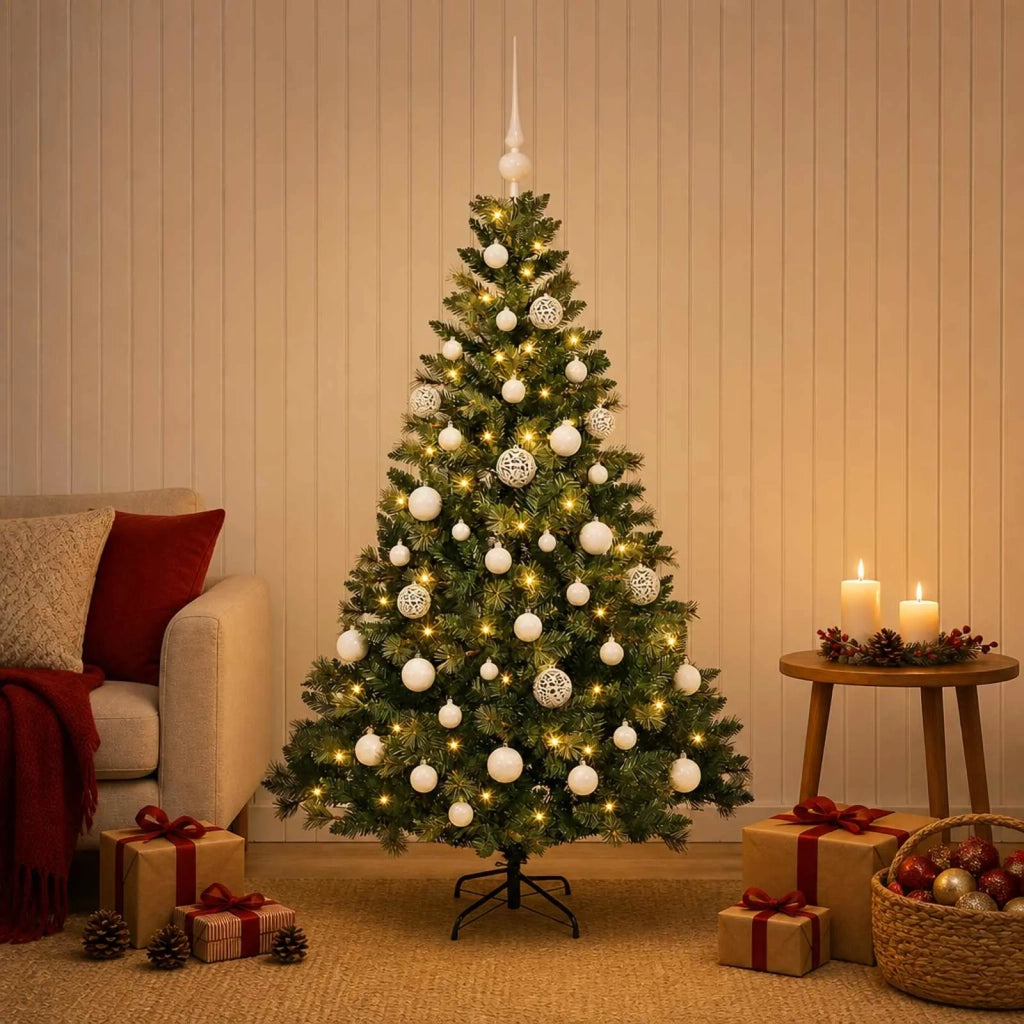 Albero di Natale Artificiale con Palline 120 cm 150 LED 3466057