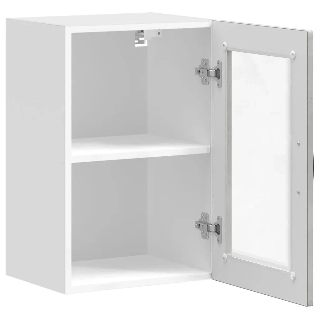 Pensile da Cucina con Porta in Vetro-Mobile Cucina da Parete Porto Grigio Cemento 979986