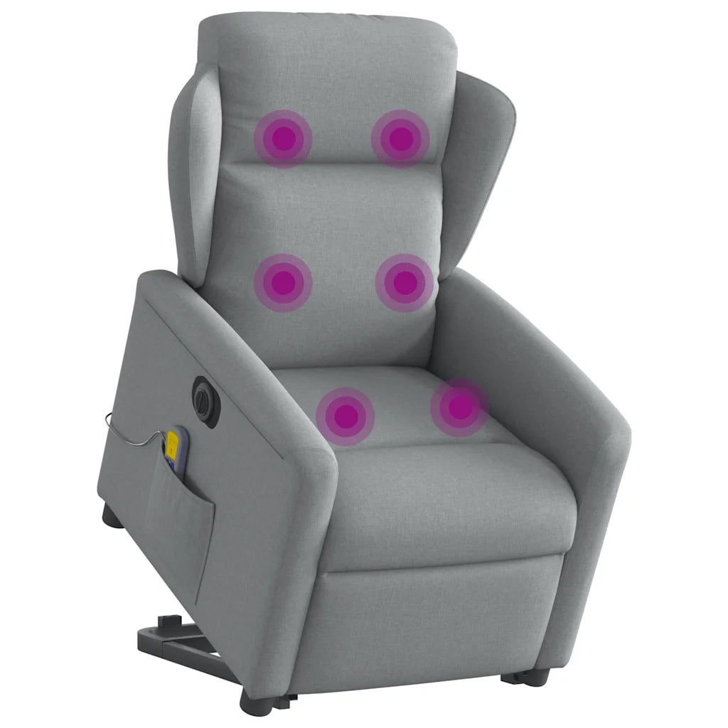 Poltrona Alzapersona Massaggi Elettrica Grigio Chiaro Tessuto 3303164