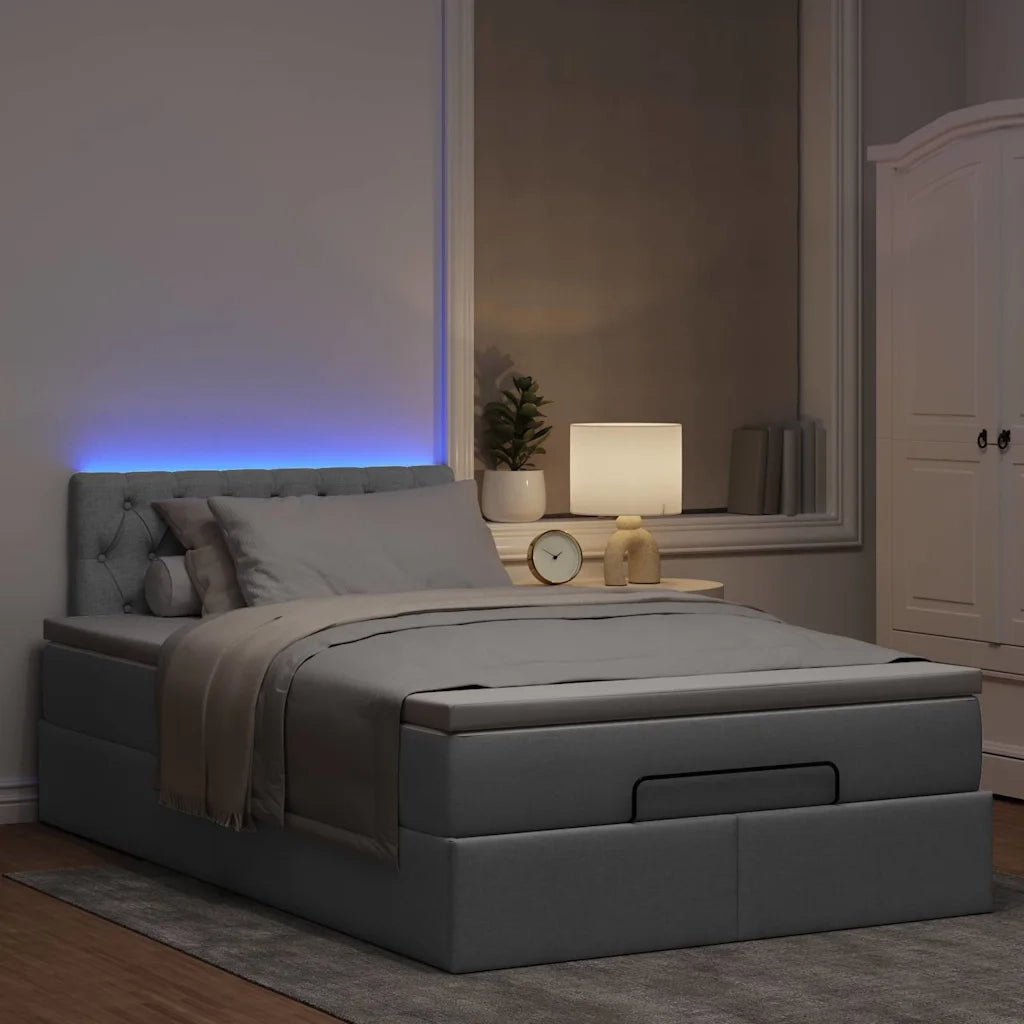 Pouf Letto con Materasso Grigio Chiaro 120x190 cm in Tessuto 3312374