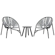 Set di Sedie da Giardino 3 pz | Sedie da Esterno in Polyrattan Nero e Grigio Chiaro